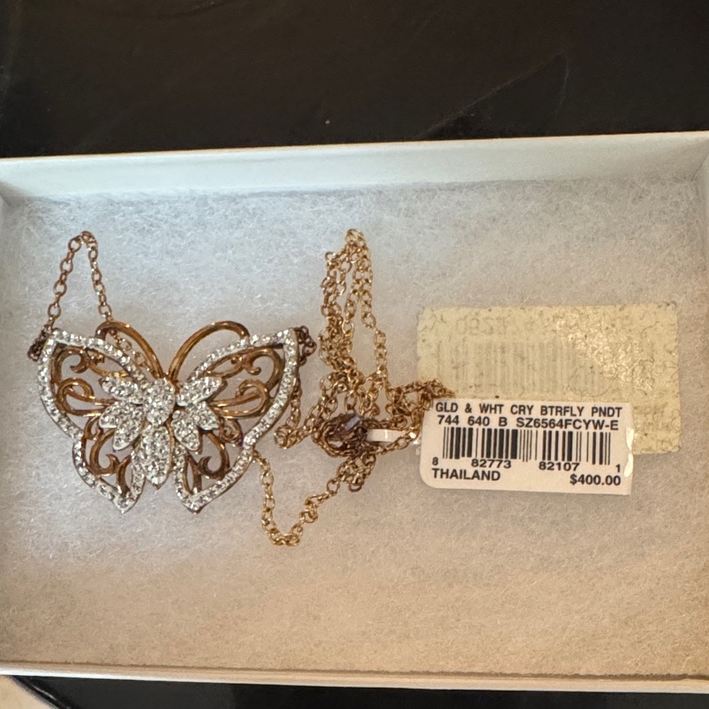 Elegant Gold and Silver Butterfly Necklace
